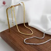 Glitter S925 Silber Kabel Seil Kette Halskette Echte 18 Karat vergoldete Twist Rope Linked Halskette für Mädchen