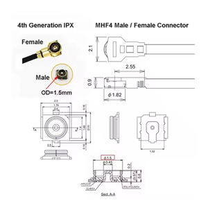 ปลายแผงเสาอากาศ RF เชื่อมต่อกับสายโคแอกเซียลหัวคู่1.13สาย2.4สายสัญญาณ <span class=keywords><strong>G3G</strong></span> - Product Image 4