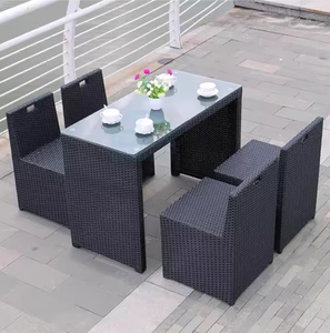 Moderno e durevole telaio <span class=keywords><strong>in</strong></span> alluminio <span class=keywords><strong>Rattan</strong></span> tessuto tavolo da pranzo all'aperto e sedie Set <span class=keywords><strong>per</strong></span> balcone terrazza Patio - Product Image 3