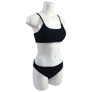 2 pièces dame sexy bikini haut <span class=keywords><strong>bandeau</strong></span> <span class=keywords><strong>noir</strong></span> pur tissu texturé sexy femmes maillots de bain - Product Image 2