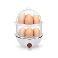 Cuiseur à œufs électrique intelligent à double couche, mini cuiseur vapeur automatique pour le petit-déjeuner, cuiseur à œufs électrique portable pour un usage domestique