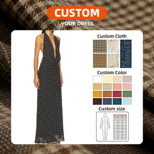 <span class=keywords><strong>Robe</strong></span> longue rétro en mousseline de soie à pois avec élasthanne pour femme, col en V profond, dos nu, <span class=keywords><strong>style</strong></span> vintage sexy pour l'été, idéale pour les fêtes à la plage, OEM ODM - Product Image 3
