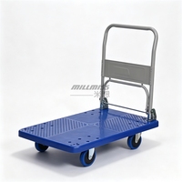 Chariot de manutention à quatre roues en plastique pour le transport en entrepôt et en usine