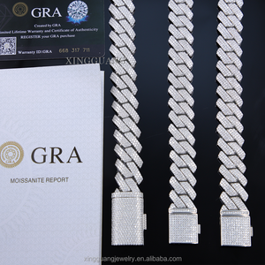 สร้อยคอโมอิสซาไนต์ VVS 3 แถว แบบโซ่คิวบันหนา พร้อมใบรับรอง GRA ผ่านการทดสอบเพชร ชุบทอง เงินแท้ 925 สไตล์ฮิปฮอป ของขวัญ - Product Image 6