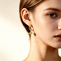 Boucles d'oreilles créoles en acier inoxydable avec pendentif abeille, plaquées or, minimalistes, inaltérables, bijoux fantaisie, mignonnes, tendance, légères