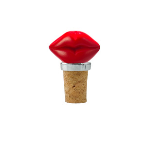 Red Lip Cork Stopper Wine Bottle Glass Bottle Valentine'S Day Supplies Silver Color Heart Shape Wholesale - Product Image 1
