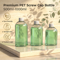 Bouteille d'emballage cosmétique personnalisée en PET 500-1000ml avec bouchon à vis et couvercle blanc pour soins de la peau, shampoing, lotion, produits de soin personnel, luxe, haute transparence, anti-UV