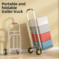 Chariot de livraison portable d'extérieur avec roues de chargement, petite remorque en acier pliable et traînante