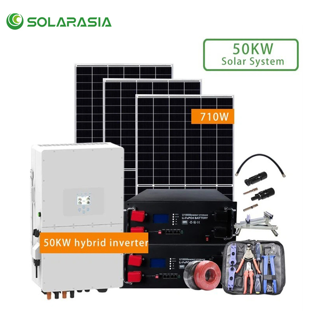Complete Industrial Hybrid Solar Panel System 50kw Solar Power Energy System for Commercial Use