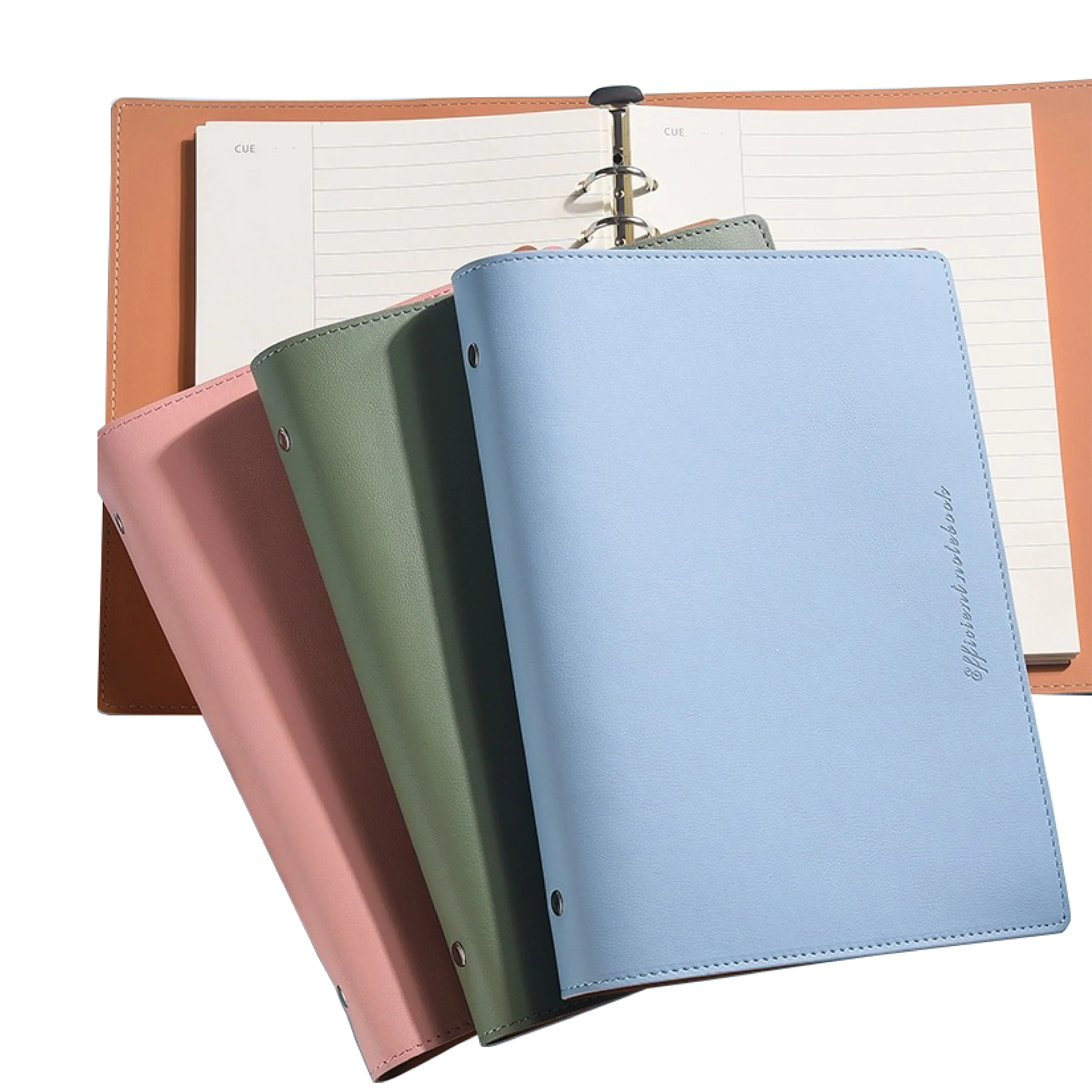 Copertina morbida A5 notebook LOGO personalizzato PU leather student happiness 6 raccoglitori ad anelli gift planner office diary