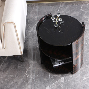 Mesa lateral de madera redonda con recubrimiento de piano, juego de mesa moderna de lujo, gran oferta - Product Image 2