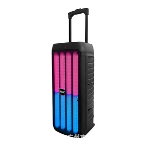 Portable Trolley Outdoor <b>Speaker</b> 8 Inch Dual Subwoofer With <b>Led</b> Light Rechargeable Battery For Karaoke Lawn Party - Product Image 3