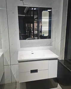 Modern Popular Plywood Bathroom Cabinet Set With Mirror LED