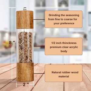 Premium Acrylic Salt and <b>Pepper</b> <b>Grinder</b> Set, Manual Salt and <b>Pepper</b> Mills- Wooden <b>Pepper</b> Shakers with Adjustable Ceramic Core - Product Image 3