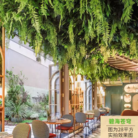 Décoration de plafond de restaurant, plante artificielle, décoration murale suspendue, vigne de rotin verte et fleur, simulation de plante verte, décoration de plafond