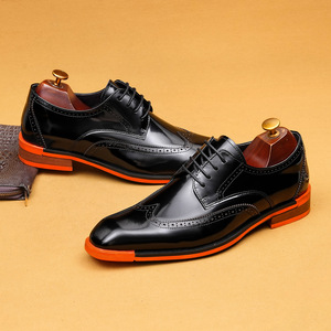 Chaussures en cuir brodé assorties aux couleurs, en cuir de vachette pleine fleur pour hommes, style britannique, pour tenue de cérémonie, banquet, mariage - Product Image 2