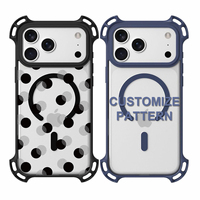 Anti-val, aanpasbare logo telefoonhoes voor iPhone 17 16 15 Pro Max, magnetische adsorptie & verborgen standaard, schokbestendige hoes