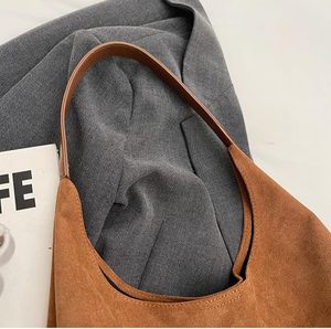 PU Leather <b>Handbag</b> Faux Suede Tote Bag with Pouch, Hobo <b>Slouch</b> Bag, Women's Shoulder Bags Retro Ladies Hobos Bags for Travel - Product Image 5