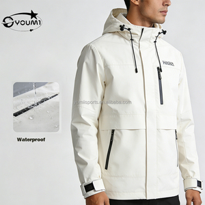 YOUMI Custom OEM White Waterproof Printed Windbreaker Jacket <strong>Men</strong> Autumn <strong>Summer</strong> Outdoor Rain <strong>Coat</strong> <strong>for</strong> Hiking and Commuting - Product Image 1