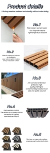 Panneau mural en <span class=keywords><strong>PVC</strong></span> Revêtement extérieur en <span class=keywords><strong>bois</strong></span> composite décoratif en Wpc pour décoration murale en Wpc - Product Image 5