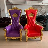 Chaises en bois à dossier haut pour enfants, canapés de luxe en bois, adaptés pour un mariage, Queen Royal, bon marché, vente en gros