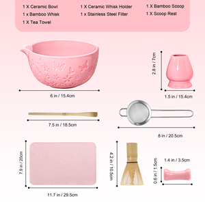 7-Piece Matcha <b>Tea</b> <b>Set</b> Japanese Style Ceramic Bowl Butterfly Pattern Porcelain Whisk Coffee Tool <b>Set</b> - Product Image 2