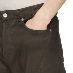 Jean droit taille mi-haute 5 poches délavé léger en denim indigo extensible pour homme - Product Image 4