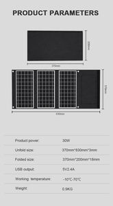 Panneaux solaires portatifs du marché américain Panneaux solaires PV extérieurs pour le camping 30W haute efficacité 100W 370*200*20 MM monocristallin SUPA - Product Image 3