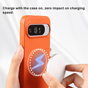 Étui de téléphone en cuir véritable de luxe, texture litchi, aimant intégré, recharge magnétique, coque arrière pour Pixel 7 8 9 10 - Product Image 6