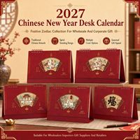 Calendario de Escritorio para el Año Nuevo Chino 2027, con Logotipo Personalizado, Regalo Corporativo al por Mayor, Diseño Espiral Vertical para Promoción Empresarial