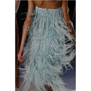 10-12cm chiều rộng đà điểu lông Trims tua sang trọng đà điểu lông TRIM màu xanh Fluffy đà điểu rìa TRIM lông - Product Image 1