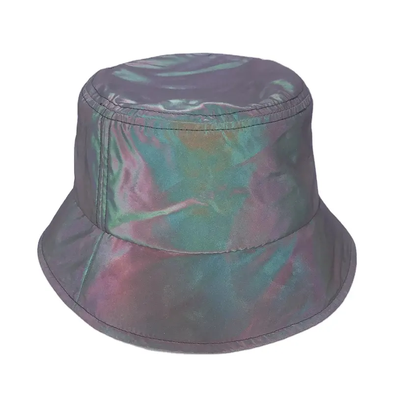 Nieuwe Aankomst Huidige Mode Vlakte Custom Blank Regenboog Reflecterende Emmer Hoed Cap Voor Outdoor