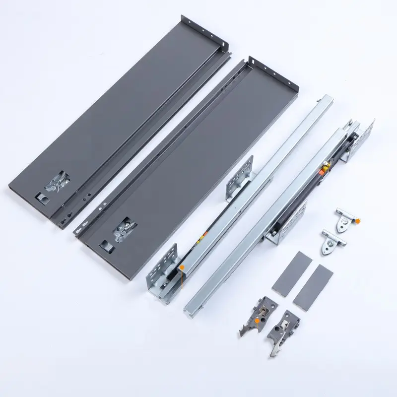 China Metal Concealed Hidden Buffer Drawer Slide 3D Adjustable Undermount Soft Close Metal Box Drawer Slide for Kitchen