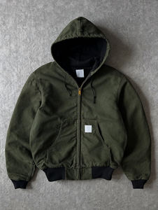 Giacca da Lavoro con Cappuccio Personalizzata, Calda in Cotone, Stile Retrò in Tela di Cotone, Giacca da Lavoro Invernale Effetto Vissuto con Logo - Product Image 1