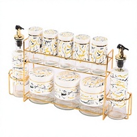 Set Botol Bumbu, Wadah Minyak, Stoples Penyimpanan, Bingkai Besi Kaca, Perlengkapan Dapur Mewah Multi-piece, Peralatan Dapur Kelas Atas