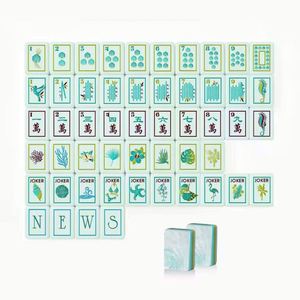 Juego de Mahjong Acrílico con Textura de Concha, 160 Piezas, con Ilustraciones de Caballitos de Mar y Flamencos, Estilo Tropical Americano - Product Image 2