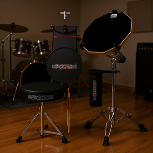 Pad de práctica de batería ajustable de 5 núcleos con taburete y soporte para práctica de batería - Product Image 2