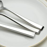 Nouveauté, ensemble de couverts 5 pièces en acier inoxydable 304 argenté avec poignée carrée, couverts pour mariages, hôtels, miroir poli