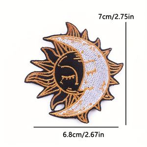 แผ่นผ้าปักลายดวงอาทิตย์และดวงจันทร์สำหรับเสื้อผ้า4ชิ้นงานตัดเย็บตามสั่ง - Product Image 4