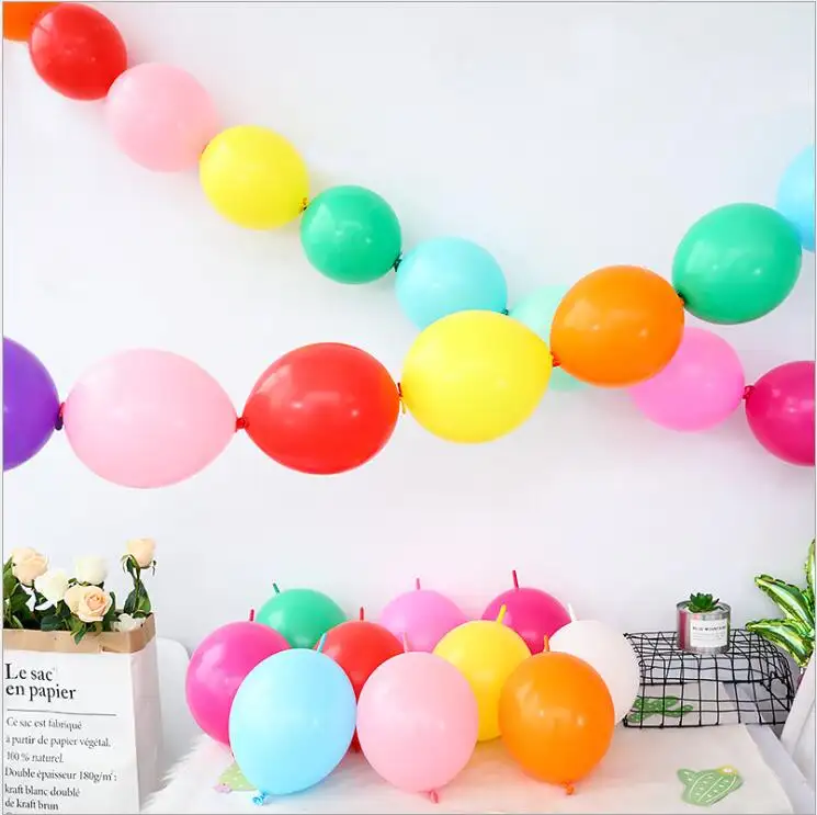 Wholesale balloon supplier 10 inch thailand latex balloons tail link balloons 100pcs packing weeding birthday party decorations