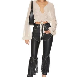 Blusa con Logotipo Personalizado, Blusa Corta de Organza Transparente con Cuello en V para Mujer - Product Image 2