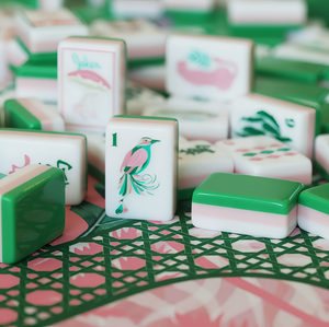 Celebration Premium Acrylic Cloisonne Inspired Luxury Style Family <b>Mahjong</b> Game <b>Set</b> for Game Night Fun - Product Image 1