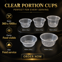 Bol à sauce jetable en plastique transparent, récipient alimentaire rond 1000 ml (34 oz) – Nouvelle solution pour la restauration à emporter et les services de traiteur