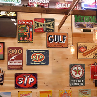 Juego de Letreros Metálicos Vintage Retro Texaco Motor Oil para Garaje, Decoración de Pared para Taller Automotriz, Decoración para Gasolinera