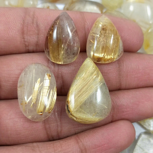 Wholesale Lot of Natural Golden Rutile Cabochon Crystal Mix Shape Loose Gemstone Semi Precious Healing for Jewelry Making - Product Image 1