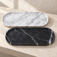 Plateau de service ovale en marbre naturel moderne pour hôtels avec taille personnalisée