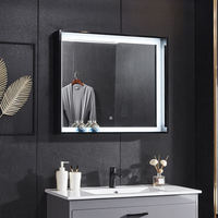 HY Contemporary Bathroom Certified Sensor Touch Control Rectangular Wide ETL Led Illuminated Magnifying Mirror Cabinet