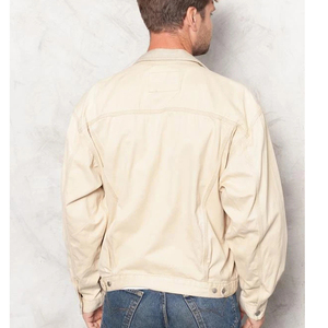 Giacca <span class=keywords><strong>Jeans</strong></span> da <span class=keywords><strong>uomo</strong></span> Beige personalizzata giacca da <span class=keywords><strong>uomo</strong></span> stile Streetwear cappotto 100% cotone Casual giacche <span class=keywords><strong>in</strong></span> Denim da <span class=keywords><strong>uomo</strong></span> - Product Image 3