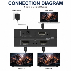4K60Hz 1X2 <span class=keywords><strong>HDMI</strong></span> <span class=keywords><strong>Splitter</strong></span> 1 IN 2ออกเครื่องขยายเสียงกระจายกับ HDCP 2.3 HDR10 + CEC EDID SPDIF <span class=keywords><strong>Arc</strong></span> - Product Image 2