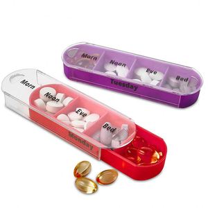 Ready to Ship 28 Compartments Organizer Transparent Shell <b>7</b> Day Drawer <b>Tablet</b> Sorter Box Stock Pill Box - Product Image 3